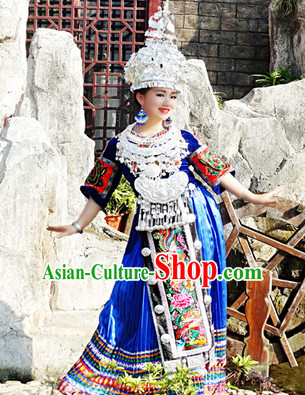 Traditional Chinese Hmong Dress Miao Clothing Cloth China Attire Oriental Dresses Complete Set for Women