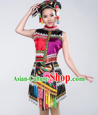 Traditional Chinese Hmong Dress Miao Clothing Cloth China Attire Oriental Dresses Complete Set for Women