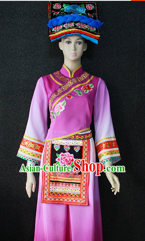 Chinese Nationality Folk Dance Ethnic Wear China Clothing Costume Ethnic Dresses Cultural Dances Costumes Complete Set for Women Girls