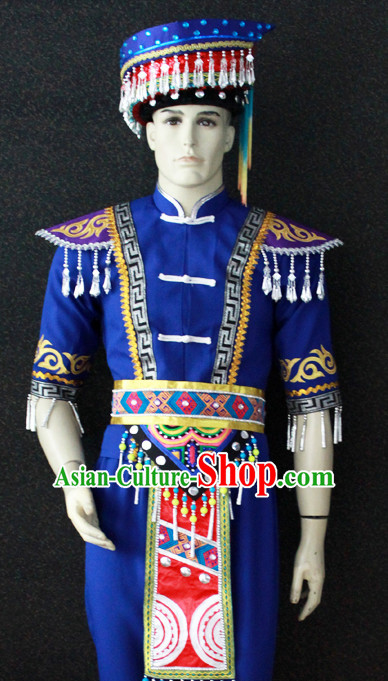 Chinese Nationality Folk Dance Ethnic Wear China Clothing Costume Ethnic Dresses Cultural Dances Costumes Complete Set for Men