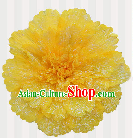 Yellow Traditional Dance Peony Umbrella Props Flower Umbrellas Dancing Prop Decorations for Kids Children Girls Boys