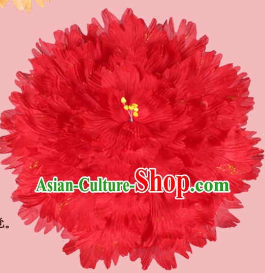 Red Traditional Dance Peony Umbrella Props Flower Umbrellas Dancing Prop Decorations for Kids Children Girls Boys