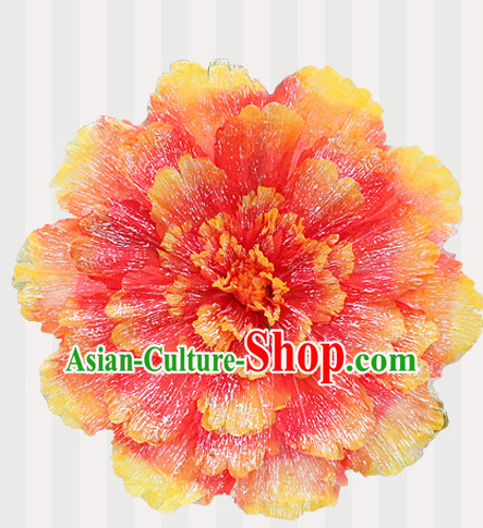 Orange Traditional Dance Props Flower Umbrella Dancing Prop Decorations for Men Women Adults