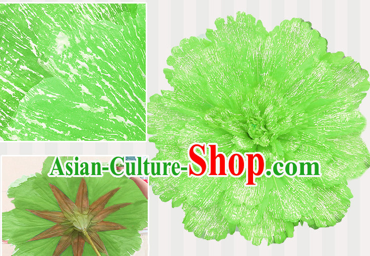 Light Green Traditional Dance Props Flower Umbrella Dancing Prop Decorations for Men Women Adults