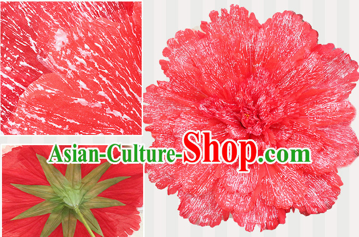 Red Traditional Dance Props Flower Umbrella Dancing Prop Decorations for Men Women Adults