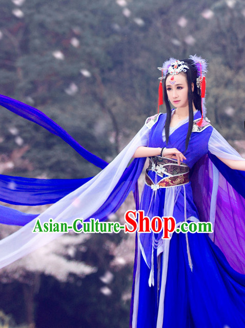 Chinese Traditional Dress Clothing Hanfu National Costumes China Gown Wear and Hair Accessories Complete Set