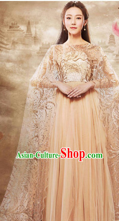 Chinese Traditional Fairy Dress Clothing Hanfu National Costumes China Gown Wear and Hair Accessories Complete Set