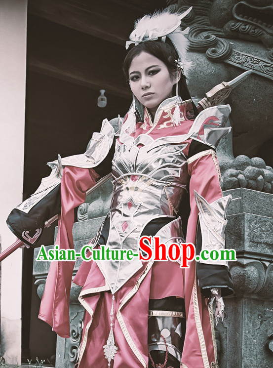 Chinese Costume Superheroine Armor Cosplay Costumes China Traditional Armors Complete Set for Women Kids Adults