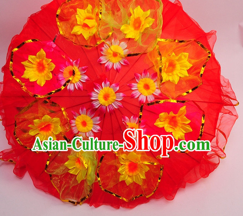 Traditional Dance Props Flower Umbrella Yangge Dancing Prop Folk Decorations for Men Women Adults Kids Children