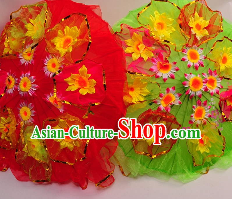 Traditional Dance Props Flower Umbrella Yangge Dancing Prop Folk Decorations for Men Women Adults Kids Children