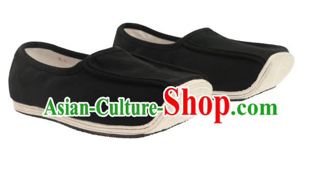 Chinese Traditional Black Handmade Fabric Shoes for Men