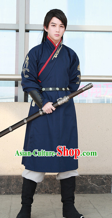 Traditional Chinese Ancient Han Dynasty Knight Scholar Garment Suits Dresses Complete Set for Men