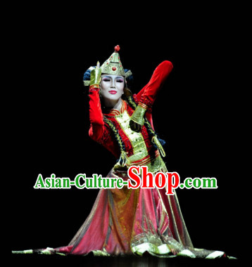 Mongolian Chinese Traditional Dance Costume Folk Dancing Costumes Traditional Chinese Dance Costumes Asian Dance Costumes Complete Set for Women