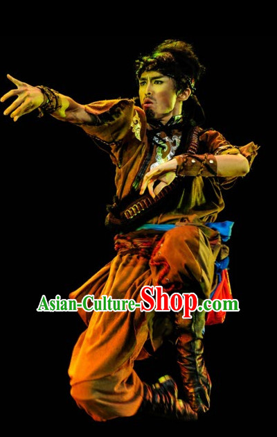 Ethnic Traditional Dance Costume Folk Dancing Costumes Traditional Chinese Dance Costumes Asian Dance Costumes Complete Set for Men