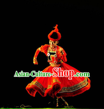 Chinese Ethnic Mongolian Dance Costume Folk Dancing Costumes Traditional Chinese Dance Costumes Asian Dance Costumes Complete Set for Women