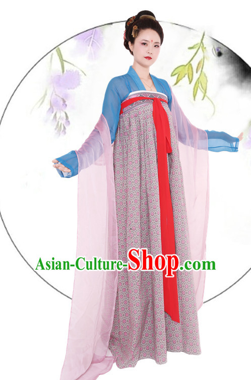 Hanfu Clothing Custom Traditional Tang Dynasty Chinese Hanfu Dreses Han Clothing Hanzhuang Historical Dress and Accessories Complete Set