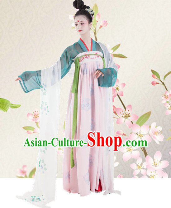 Hanfu Clothing Custom Traditional Tang Dynasty Chinese Hanfu Dreses Han Clothing Hanzhuang Historical Dress and Accessories Complete Set