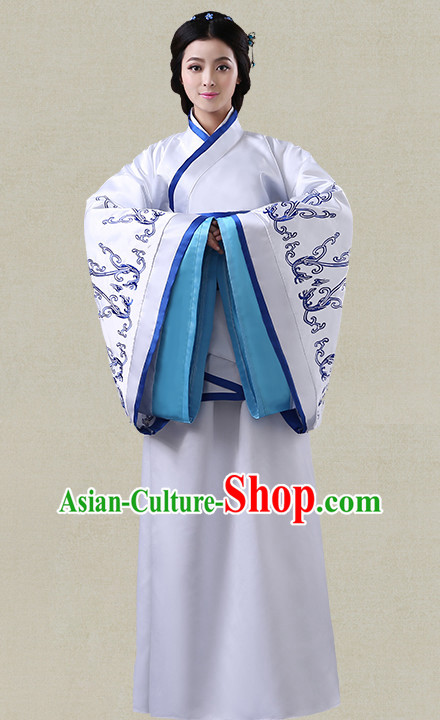 Blue Hanfu Clothing Custom Traditional Han Dynasty Chinese Hanfu Dreses Han Clothing Hanzhuang Historical Dress and Accessories Complete Set