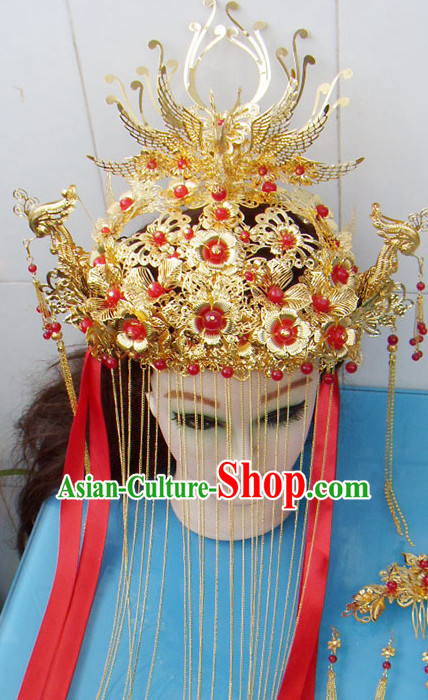 Gold Chinese Ancient Style Empress Princess Hair Jewelry Phoenix Headwear Set