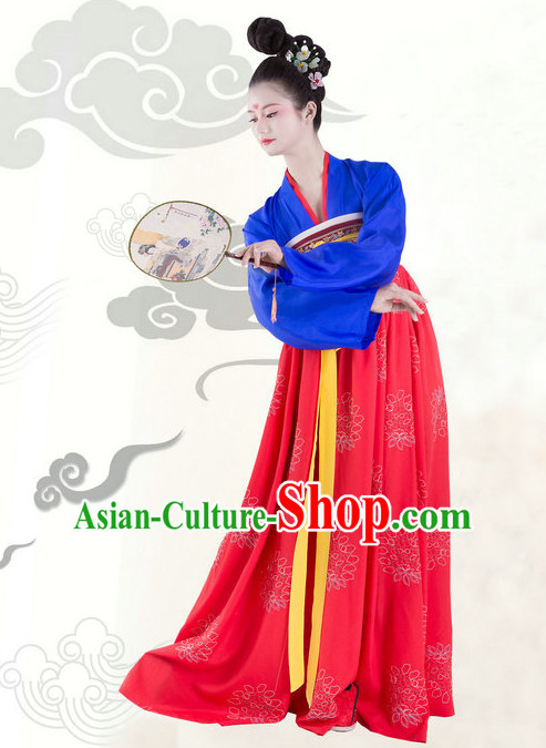 Hanfu Clothing Custom Traditional Tang Dynasty Chinese Hanfu Dreses Han Clothing Hanzhuang Historical Dress and Accessories Complete Set