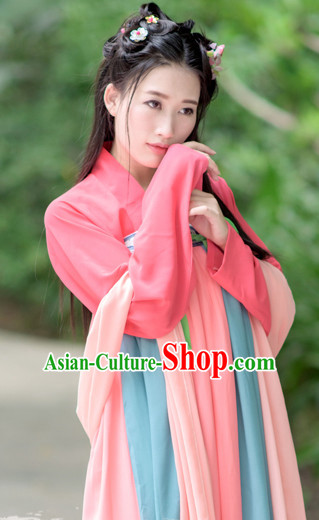 Tang Dynasty Women Han Fu_Hanfu Clothing Hanzhuang Historical Dress Historical Clothing and Accessories Complete Set for Women