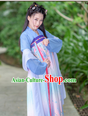 Tang Dynasty Women Han Fu_Hanfu Clothing Hanzhuang Historical Dress Historical Clothing and Accessories Complete Set for Women