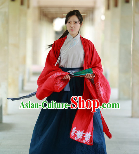 Women Han Fu_Hanfu Clothing Hanzhuang Historical Dress Historical Clothing and Accessories Complete Set