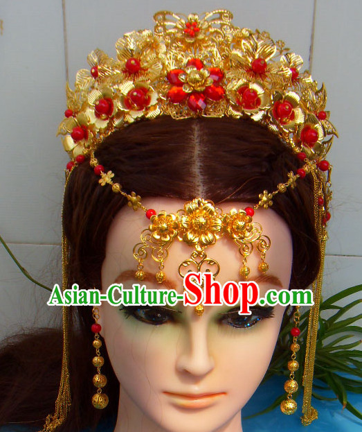 Gold Chinese Ancient Style Empress Princess Hair Jewelry Phoenix Headwear Head Accessories Set