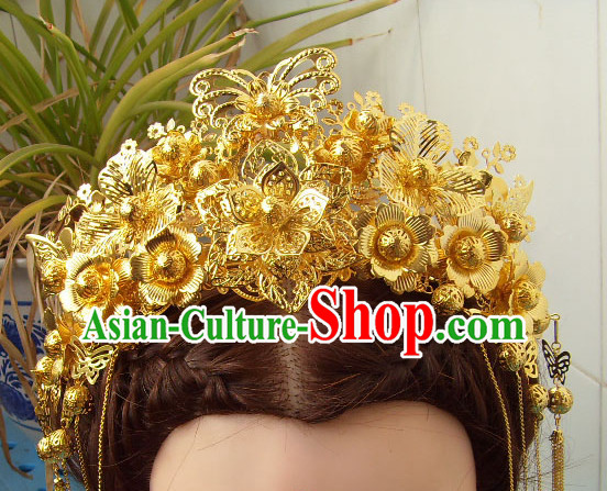 Gold Chinese Ancient Style Empress Princess Hair Jewelry Phoenix Headwear Head Accessories Set