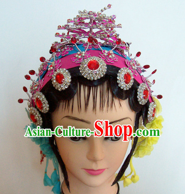 Top Traditional Chinese Opera Black Wigs and Hair Accessories Props for Adults and Children