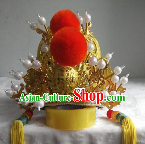 Chinese Opera Peking Opera Famous Operas Beijing Opera Jingju Emperor Hat Headwear for Men Boys