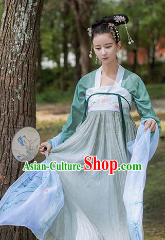 Chinese Traditional Oriental Dress Hanfu Clothing Asian Dresses Fashion Cheongsam Dress China Clothing and Hair Jewelry for Women