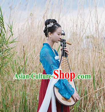 Chinese Traditional Oriental Dress Hanfu Clothing Asian Dresses Fashion Cheongsam Dress China Clothing and Hair Jewelry for Women