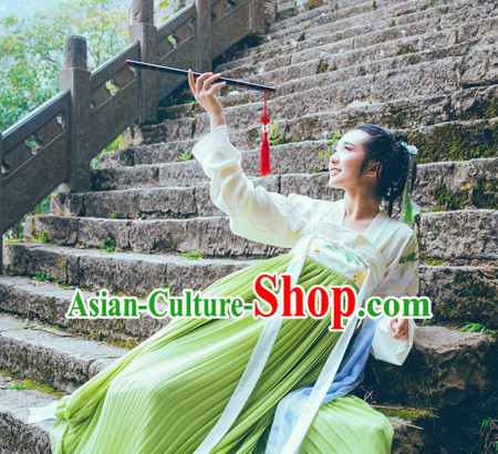 Chinese Traditional Oriental Dress Hanfu Clothing Asian Dresses Fashion Cheongsam Dress China Clothing and Hair Jewelry for Women