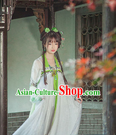 Chinese Traditional Oriental Dress Hanfu Clothing Asian Dresses Fashion Cheongsam Dress China Clothing and Hair Jewelry for Women