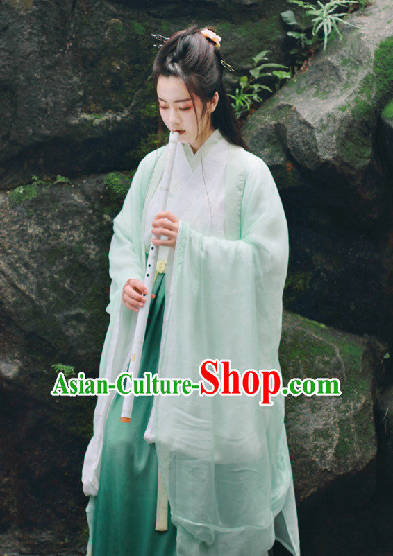 Chinese Traditional Dress Hanfu Costume China Kimono Robe Ancient Chinese Clothing National Costumes Gown Wear and Head Jewelry for Women Girls