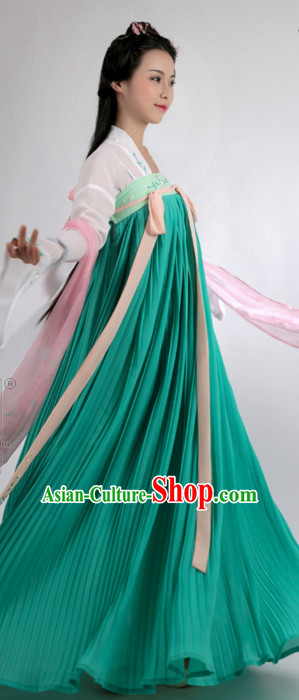 Chinese Traditional Dress Hanfu Costume China Kimono Robe Ancient Chinese Clothing National Costumes Gown Wear and Head Jewelry for Women Girls