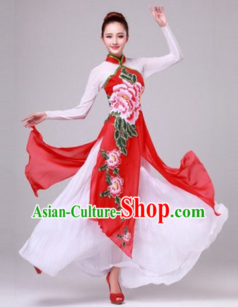 Chinese Classical Dance Costumes Traditional Chinese Clothing Dress Dancewear Dance Clothes Outfits Dresses and Hat Complete Set for Women