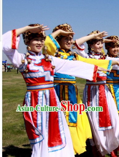 Chinese Folk Dance Ethnic Dresses Traditional Wear Clothing Cultural Dancing Costume Complete Set for Women