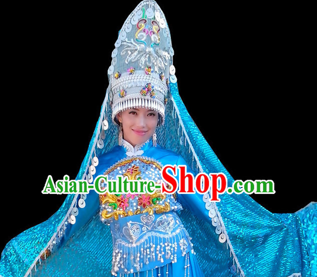 Chinese Folk Dance Ethnic Dresses Traditional Wear Clothing Cultural Dancing Costume Complete Set for Women