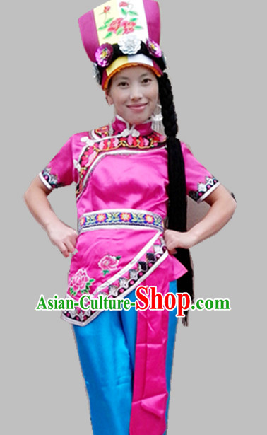 Chinese Folk Dance Ethnic Dresses Traditional Wear Clothing Cultural Dancing Costume Complete Set for Women