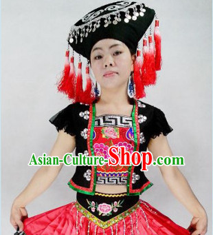 Chinese Folk Dance Ethnic Dresses Traditional Wear Clothing Cultural Dancing Costume Complete Set for Women