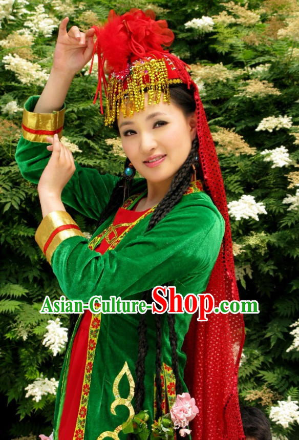 Chinese Folk Dance Ethnic Dresses Traditional Wear Clothing Cultural Dancing Costume Complete Set for Women