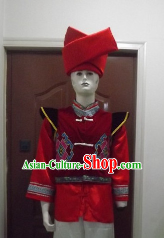 Chinese Folk Dance Ethnic Dresses Traditional Wear Clothing Cultural Dancing Costume Complete Set for Men