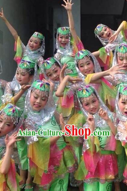 Chinese People Folk Dance Ethnic Dresses Traditional Wear Clothing Cultural Dancing Costume Complete Sets for Women