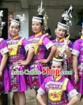 Chinese People Folk Dance Ethnic Dresses Traditional Wear Clothing Cultural Dancing Costume Complete Sets for Women