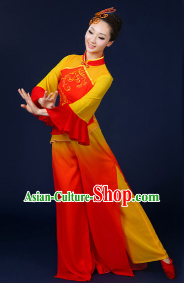 Asian Fan Dance Costume Hand Held Fan Chinese Dancing Ethnic Dance Folk Oriental Dancewear for Women Girls