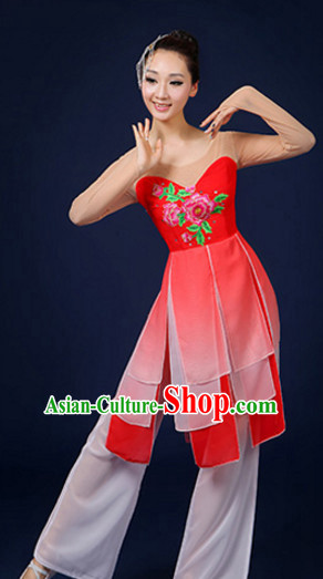 Asian Fan Dance Costume Hand Held Fan Chinese Dancing Ethnic Dance Folk Oriental Dancewear for Women Girls