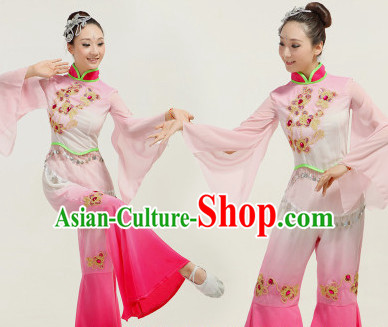 Asian Fan Dance Costume Hand Held Fan Chinese Dancing Ethnic Dance Folk Oriental Dancewear for Women Girls