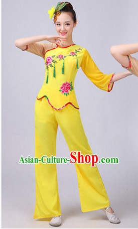 Chinese Theater Traditional Dance Ribbon Dancing Long Sleeve Leotard China Fan Dance Costume Complete Set for Women Girls